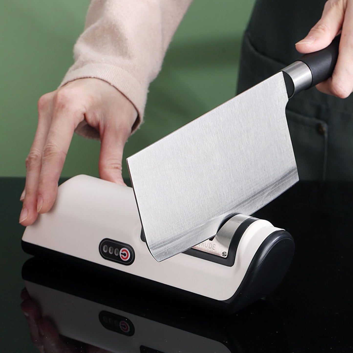 Premium Knife Sharpener Tool For Home, Mini Knife Sharpener, Coarse & Fine Knife Sharpener, Quickly Sharpening (Black)