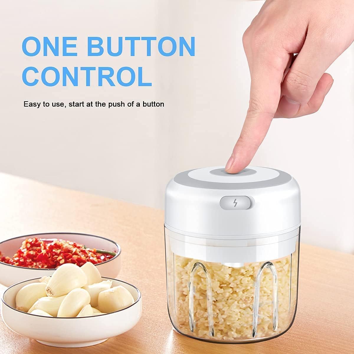 Electric Mini Vegetable Chopper, Portable USB Food Chopper, Garlic Slicer Veggie, Tomato Dicer Chopper and Cutter Meat Mincer (White)