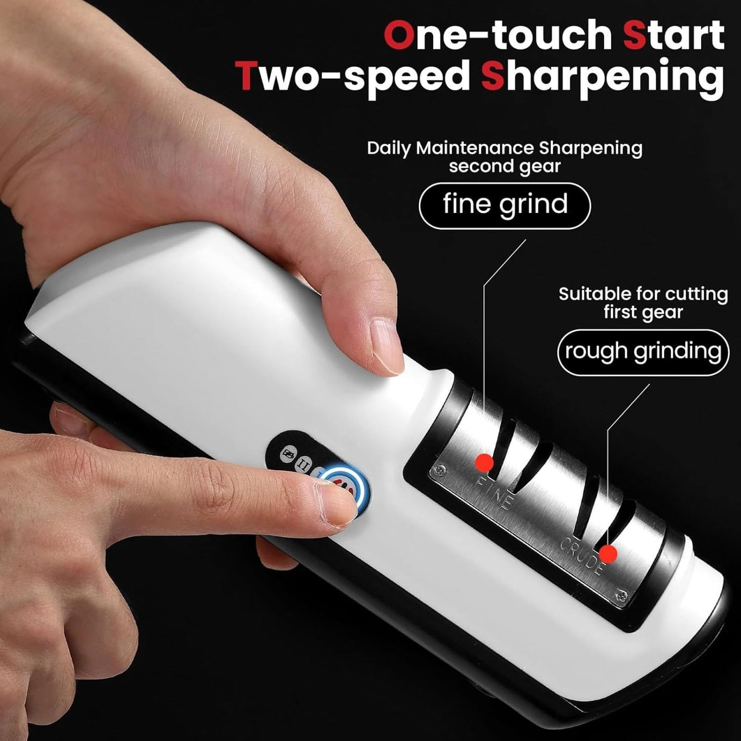 Premium Knife Sharpener Tool For Home, Mini Knife Sharpener, Coarse & Fine Knife Sharpener, Quickly Sharpening (Black)