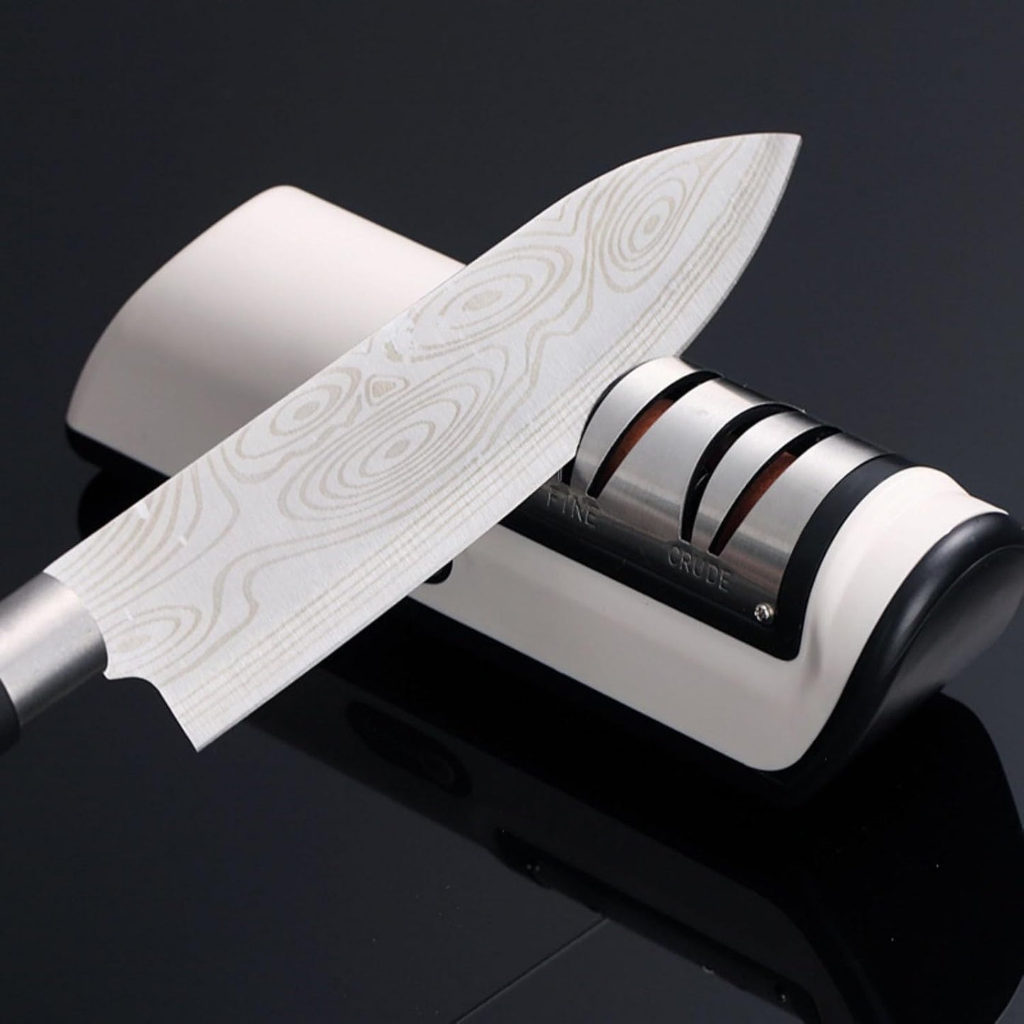 Premium Knife Sharpener Tool For Home, Mini Knife Sharpener, Coarse & Fine Knife Sharpener, Quickly Sharpening (Black)