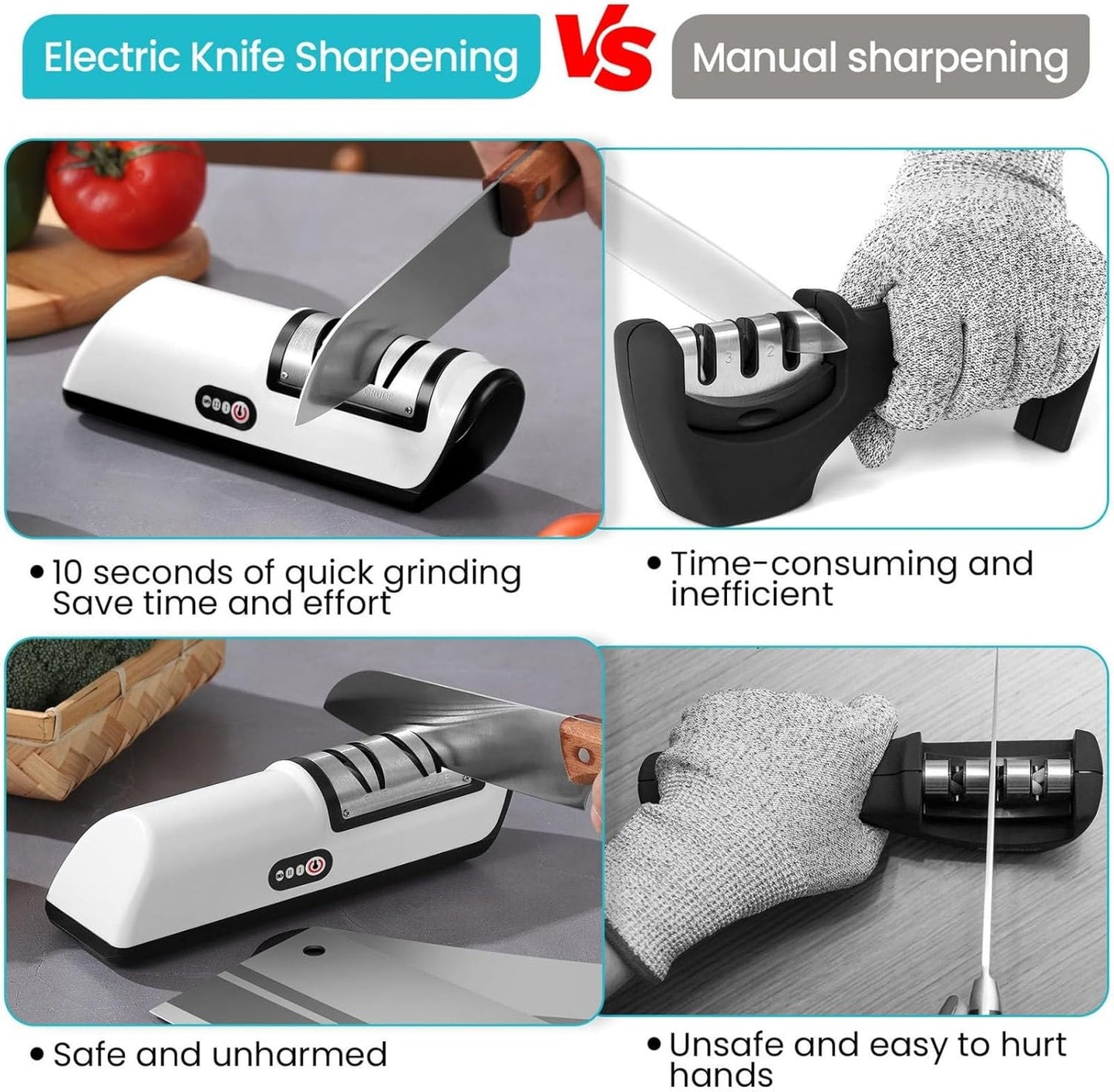 Premium Knife Sharpener Tool For Home, Mini Knife Sharpener, Coarse & Fine Knife Sharpener, Quickly Sharpening (Black)