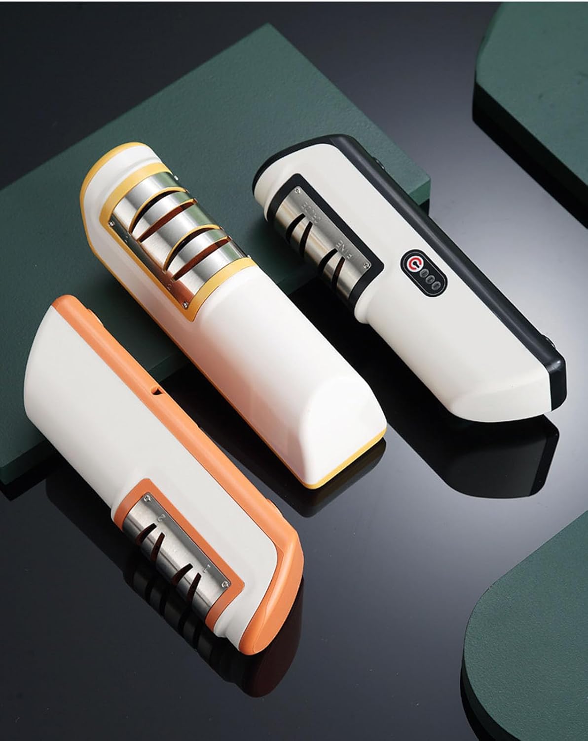 Premium Knife Sharpener Tool For Home, Mini Knife Sharpener, Coarse & Fine Knife Sharpener, Quickly Sharpening (Black)